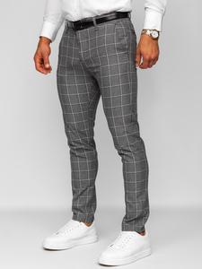 Homme Pantalon élégant à carreaux Anthracite Bolf 0044