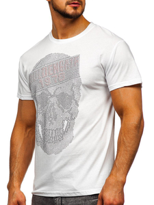 Le tee-shirt à appliqué paillettes pour homme blanc Bolf KS2108