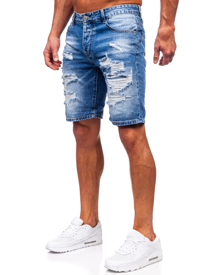 Le short en jean pour homme bleu foncé Bolf RJ953