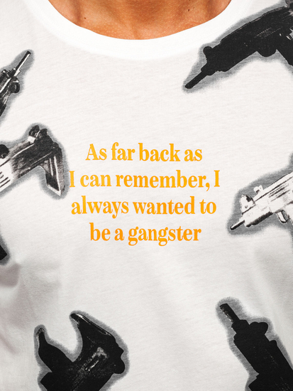 Homme T-shirt imprimé en coton Blanc Bolf MPO3471