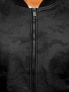 Blouson bomber en cuir pour homme noir Bolf 3A63