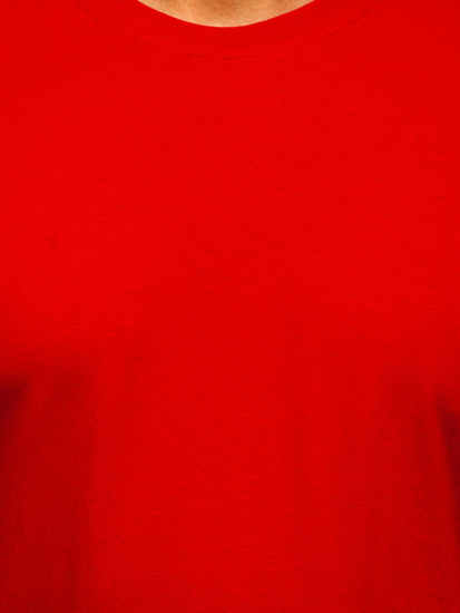 T-shirt homme en coton rouge sans imprimé Bolf 192397