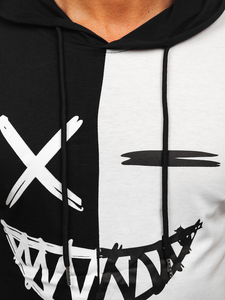 Tee-shirt imprimé à capuche pour homme noir-blanc Bolf 8T981