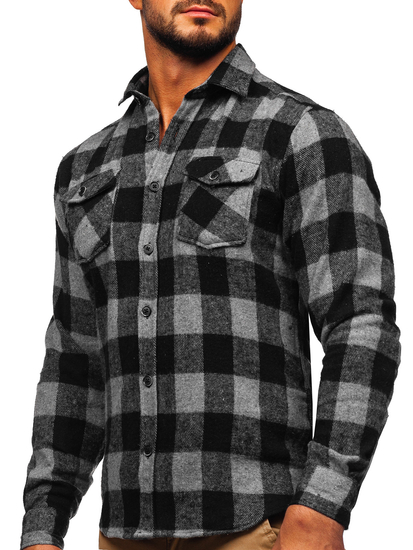 Chemise en flanelle à manche longue pour homme graphite Bolf 20723