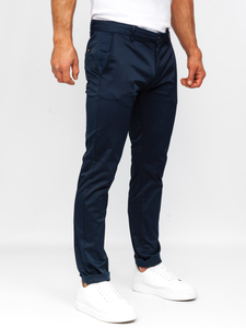 Pantalon chino en tissu bleu foncé Bolf KA9810