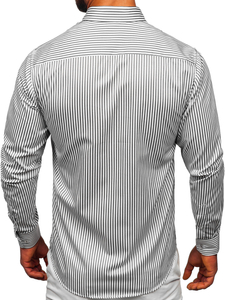 Chemise en rayures à manche longue pour homme graphite Bolf 22731