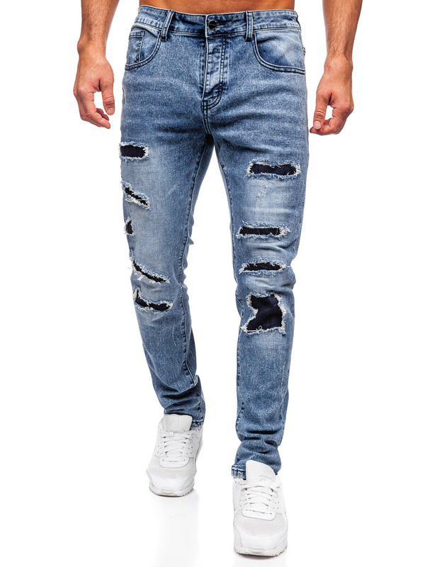 Homme Pantalon en jean slim fit Bleu Bolf MP0153B