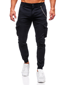 Homme Pantalon jogger cargo Noir Bolf SK850