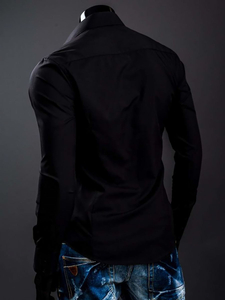 Chemise élégante noire à manches longues pour homme Bolf 1703A