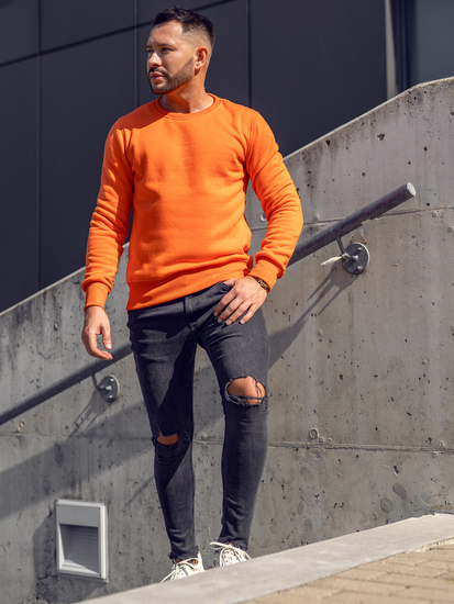 Sweat-shirt sans capuche pour homme orange Bolf 2001A