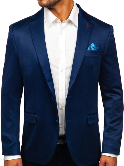 Homme Veste de costume élégante Bleu foncé Bolf 022