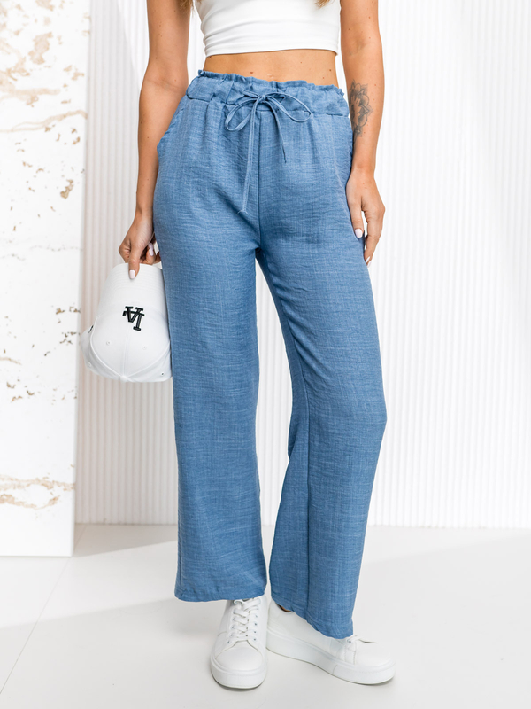 Femme Pantalon wide leg Bleu ciel Bolf W7966