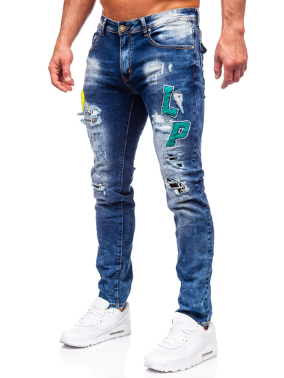 Pantalon en jean slim fit pour homme bleu foncé Bolf E7860