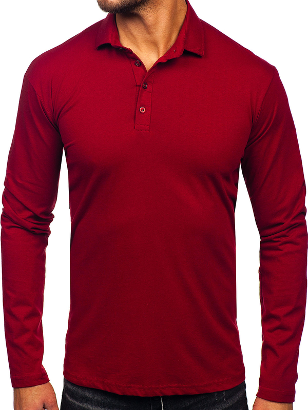 Homme Polo en coton à manches longues Bordeaux Bolf 5119