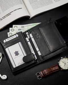 Portefeuille en cuir pour homme noir 12227