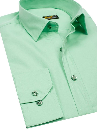 Chemise élégante vert menthe à manches longues pour homme Bolf 1703