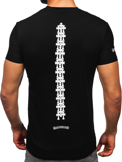 Tee-shirt imprimé avec petite poche pour homme noir Bolf MT3044