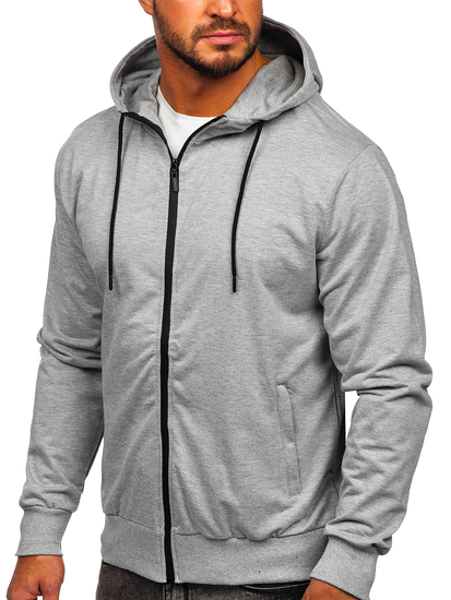 Sweat-shirt avec fermeture à capuche pour homme gris Bolf B025