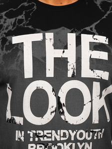 Homme T-shirt imprimé en coton Noir Bolf 627