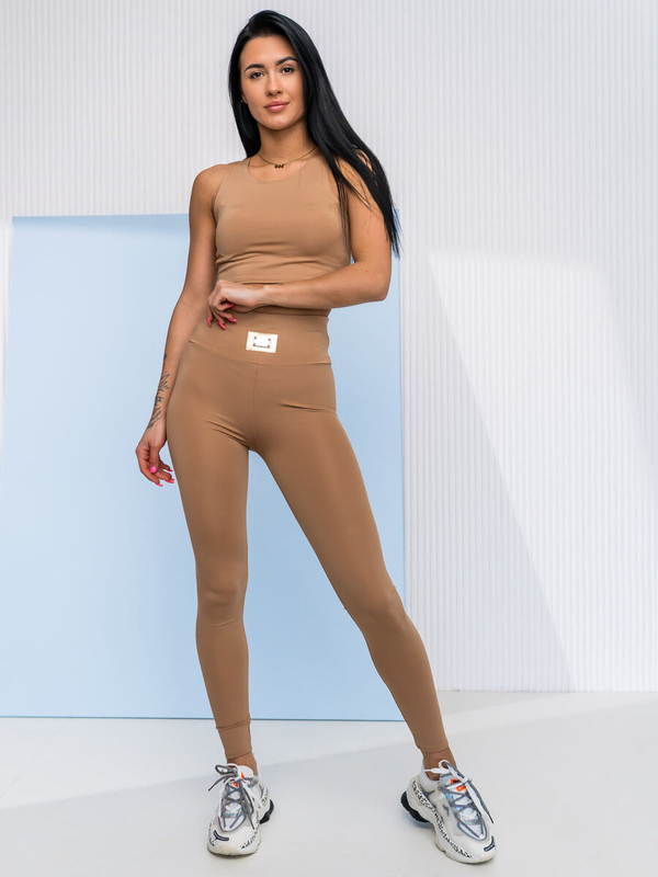 Ensemble de survêtement sportif deux pièces pour femme beige Fashion Bolf 022