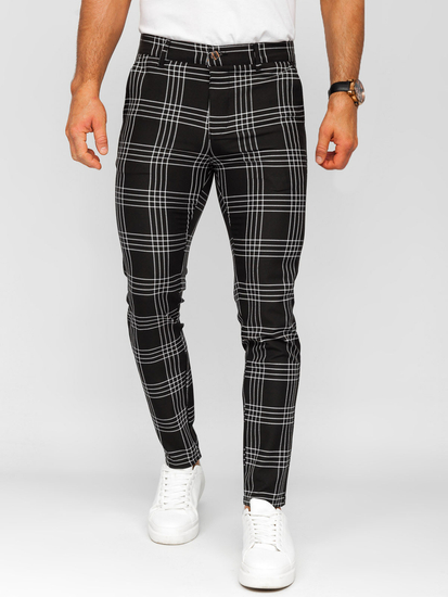 Homme Pantalon élégant à carreaux Noir Bolf 184160