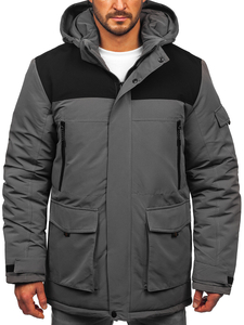 Homme Blouson d'hiver à capuche Graphite Bolf 22M322