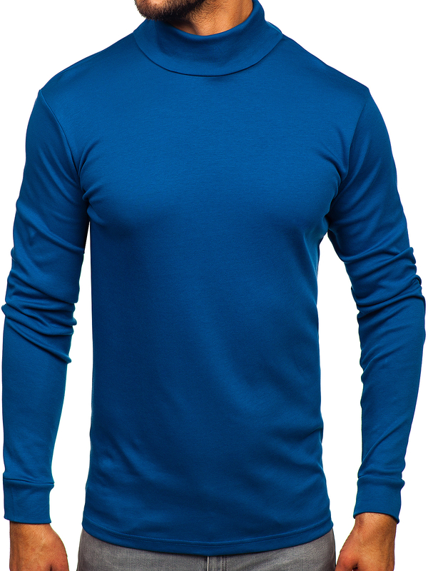 Homme Pull col polo basique Bleu foncé Bolf 535