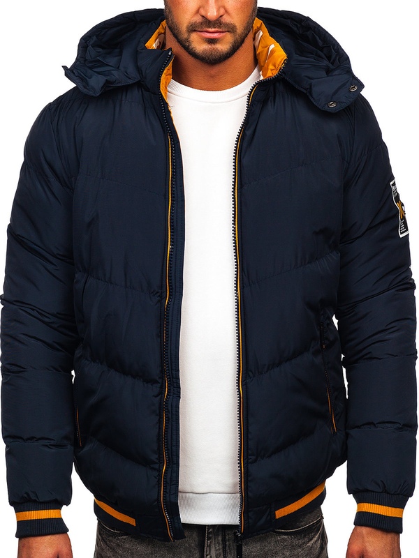 Blouson d'hiver matelassé pour homme bleu foncé Bolf 6902