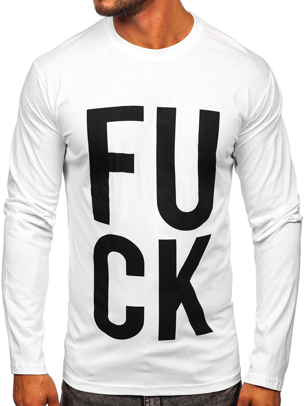 Tee-shirt manche longue imprimé pour homme blanc Bolf 146740