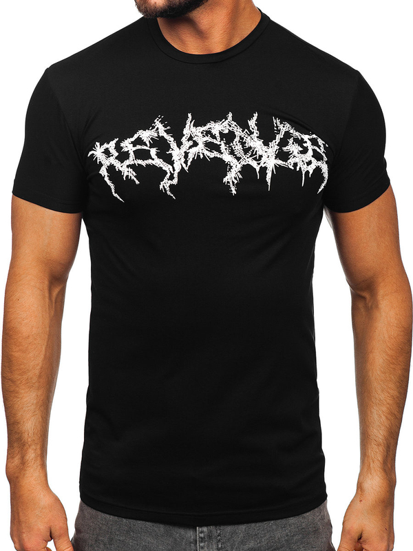 Tee-shirt imprimé pour homme noir Bolf MT3027