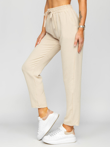Pantalon en tissu pour femme beige Bolf W7325
