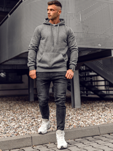 Homme Sweat-shirt kangourou à capuche Anthracite Bolf MB001A