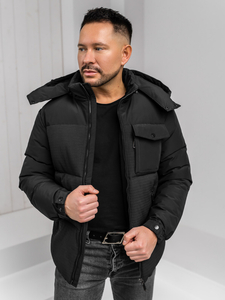 Homme Blouson d'hiver à capuche Noir Bolf 19M1292A1