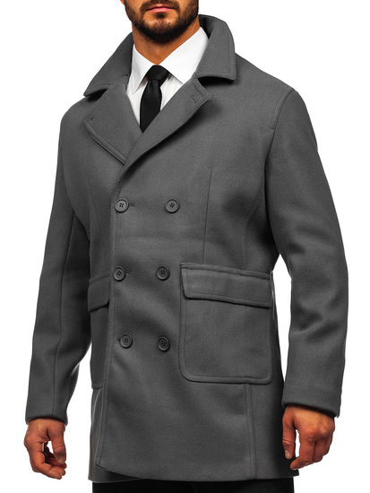 Homme Manteau d'hiver croisé courte Graphite Bolf 11Z8215