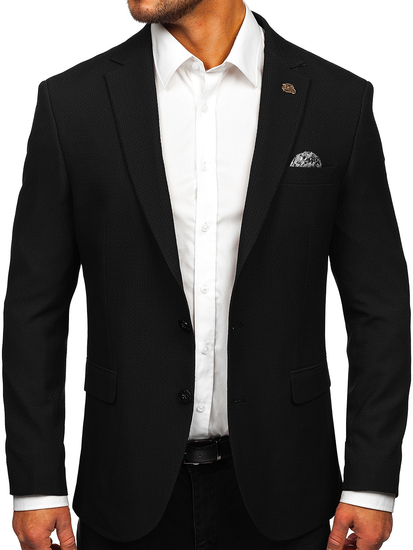 Homme Veste de costume élégante Noir Bolf 025