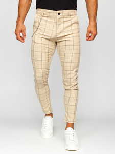 Homme Pantalon chino à carreaux Beige Bolf 0060