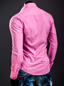 Chemise élégante corail à manches longues pour homme Bolf 1703A