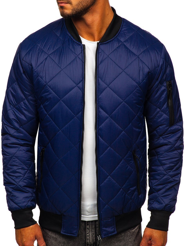 Blouson bomber de transition matelassé pour homme bleu foncé Bolf MY-01A