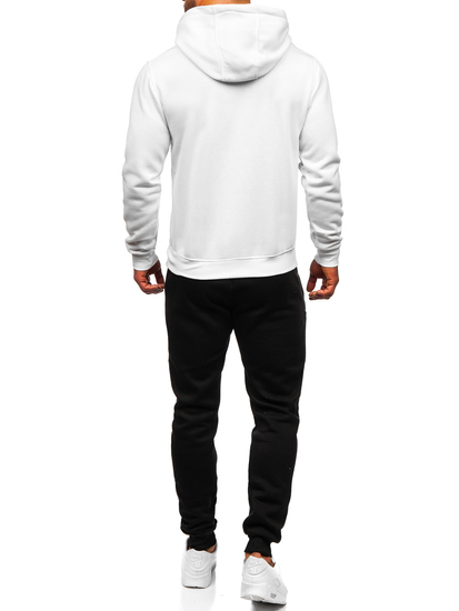 Survêtement avec sweat-shirt à capuche kangourou pour homme blanc Bolf D002