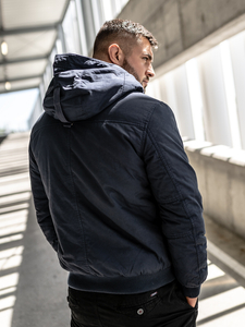 Blouson d'hiver en coton épais pour homme bleu foncé Bolf 1890A