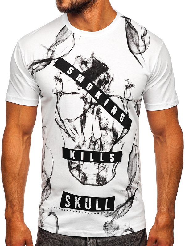 Tee-shirt en coton pour homme blanc Bolf 14701