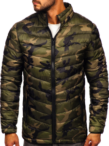Homme Blouson d'hiver matelassée camo Vert Bolf SM80