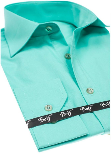 Chemise élégante vert clair à manches longues pour homme Bolf 1703