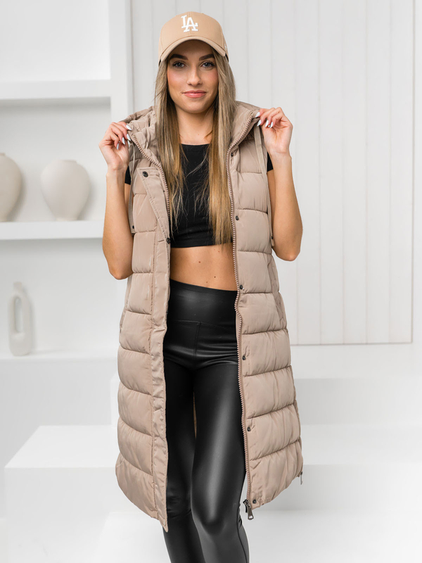Femme Gilet matelassé long Beige Bolf MY6315