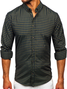 Homme Chemise à carreaux vichy à manche longue Vert Bolf 22747