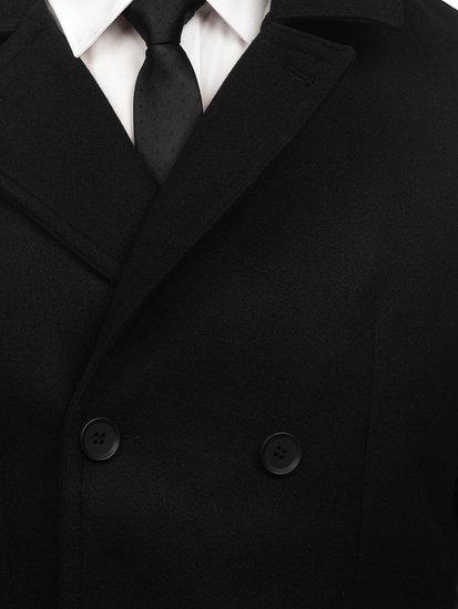 Homme Manteau d'hiver croisé courte Noir Bolf 11Z8215