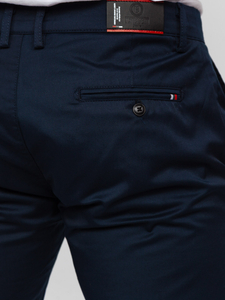 Pantalon chino en tissu bleu foncé Bolf KA9810