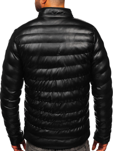 Blouson d'hiver en cuir matelassé pour homme noir Bolf 0021