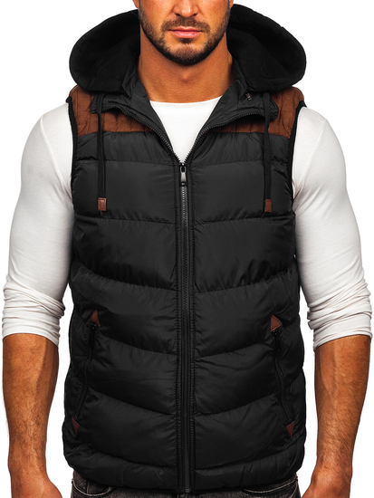 Gilet matelassé à capuche pour homme noir Bolf B5382