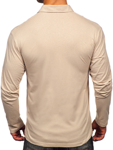 Homme Polo en coton à manches longues Beige Bolf 5119